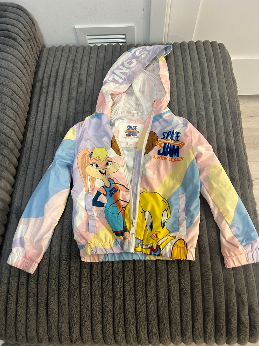 Space Jam A New Legacy Pastel Kids Windbreaker Jacket - Tweety & Lola